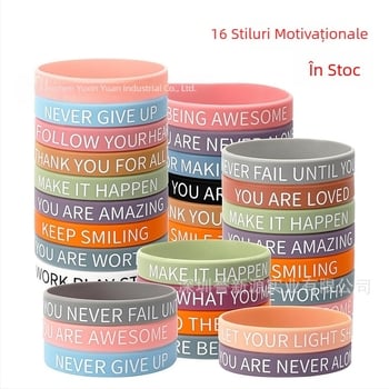 Brățară de silicon pentru încheietură – unisex, design text cu litere și cifre, stil sport și versatil, ideală pentru călătorii, festivaluri și cadouri de afaceri