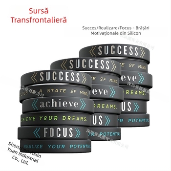 Bratara inspirațională din silicon - unisex, minimalistă, stil sportiv, logo tipărit, text personalizabil