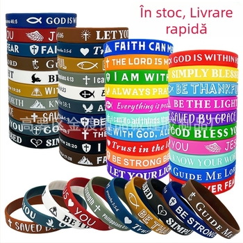 Brățări din silicon pentru încheietură, rotunde, unisex, stil european-american, design cu cruce și credință, imprimare logo personalizată
