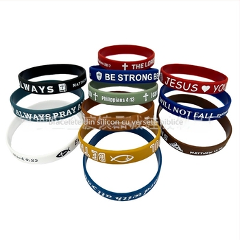Brățări din silicon pentru încheietură, rotunde, unisex, stil european-american, design cu cruce și credință, imprimare logo personalizată