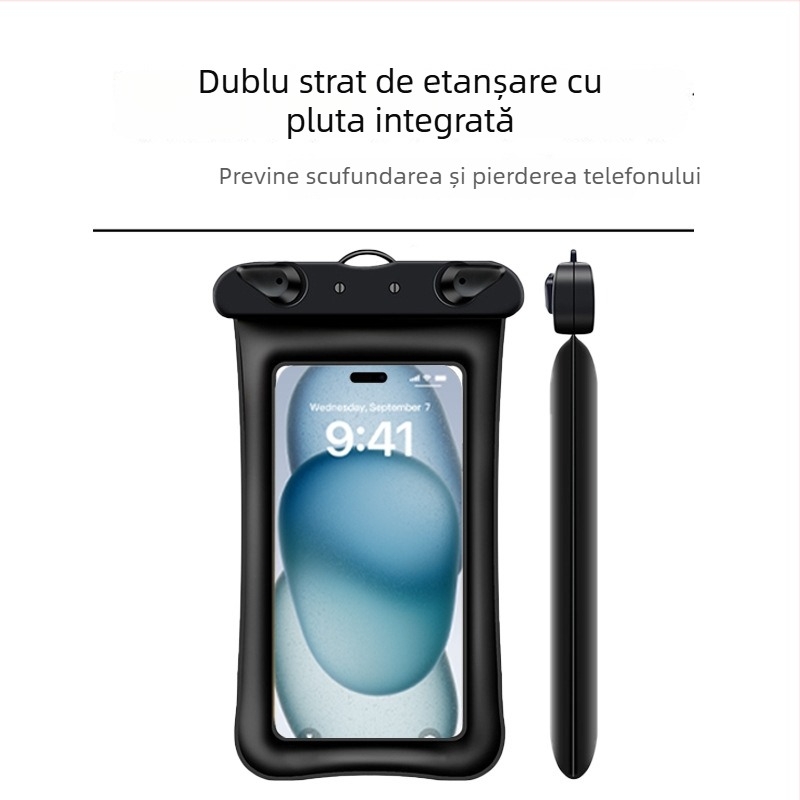 Husă impermeabilă pentru telefon cu ecran tactil și air bag, etanșă, pentru înot și fotografiere la plajă (ABS+TPU)