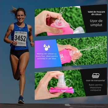 NEWBOLER Sticlă de apă TPU pliabilă gradient – Unisex, capacitate 250, model gradient, pentru alpinism, plajă, drumeții și camping