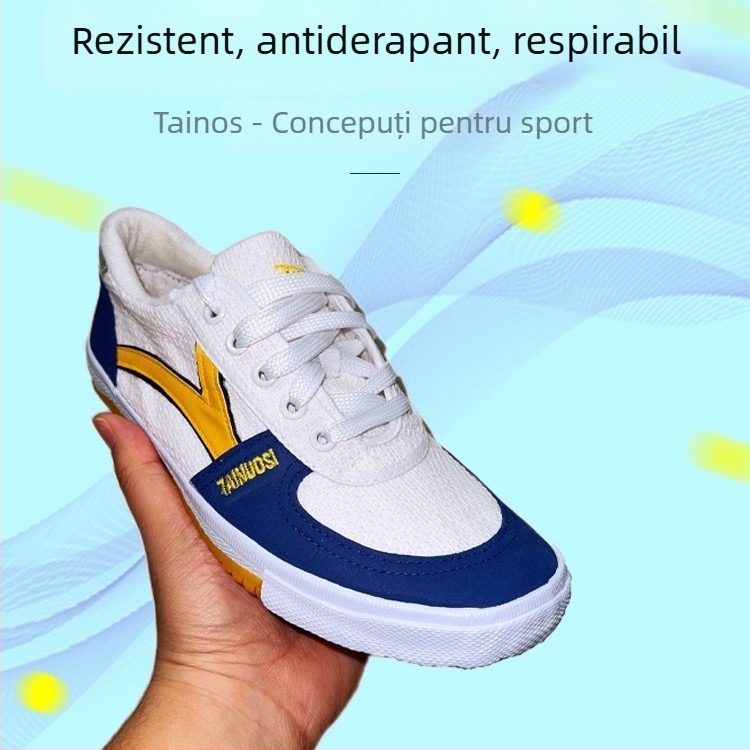 Pantofi pentru tenis de masă, cu partea superioară din pânză, ușori și respirabili, talpă Rubber Oxford, profil scurt, design unisex
