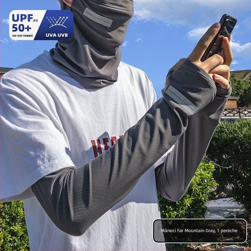 Manșon de protecție solară din Ice Silk pentru bărbați – croială lejeră, protecție UV, pentru condus și activități în aer liber vara