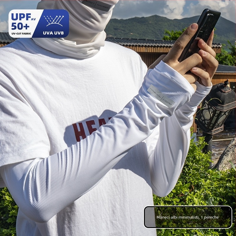 Manșon de protecție solară din Ice Silk pentru bărbați – croială lejeră, protecție UV, pentru condus și activități în aer liber vara