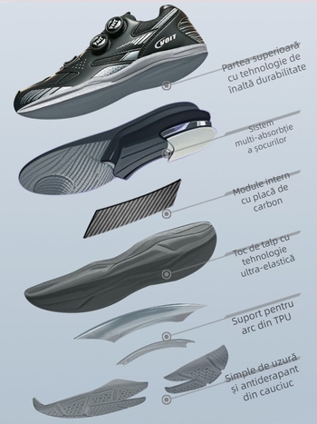 Pantofi de tenis de masă cu placă de carbon — rezistenți la uzură, antiderapant, absorbție a șocurilor, talpă din cauciuc, talie joasă