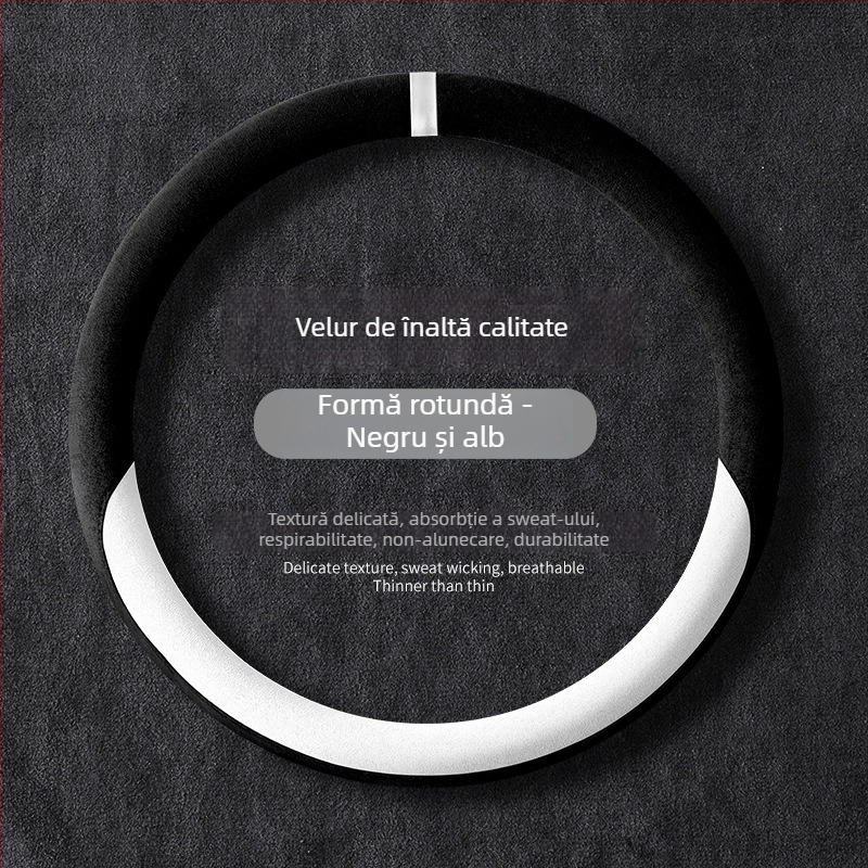Acoperire universală pentru volan auto din pluș de iarnă, antiderapantă, poliester, cusută la mașină, modele: dungi/solid/broderie/imprimare