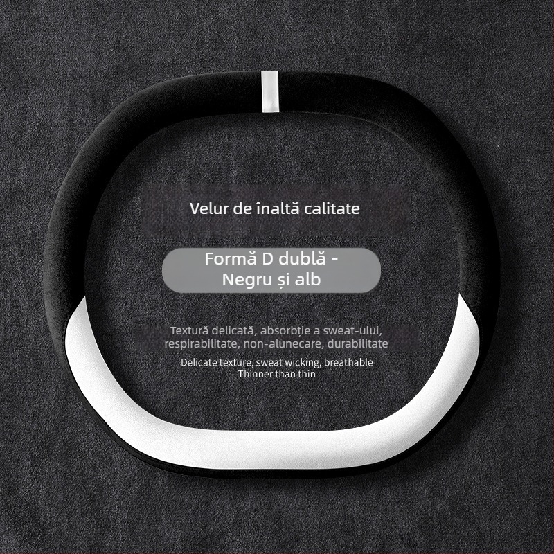 Acoperire universală pentru volan auto din pluș de iarnă, antiderapantă, poliester, cusută la mașină, modele: dungi/solid/broderie/imprimare