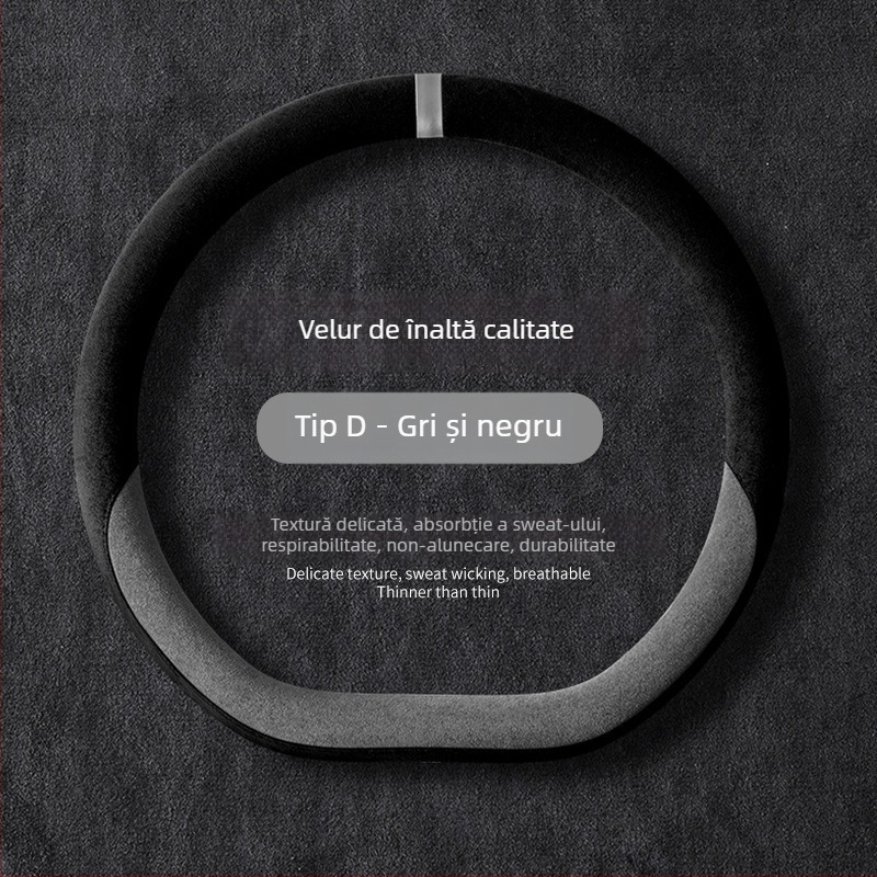 Acoperire universală pentru volan auto din pluș de iarnă, antiderapantă, poliester, cusută la mașină, modele: dungi/solid/broderie/imprimare