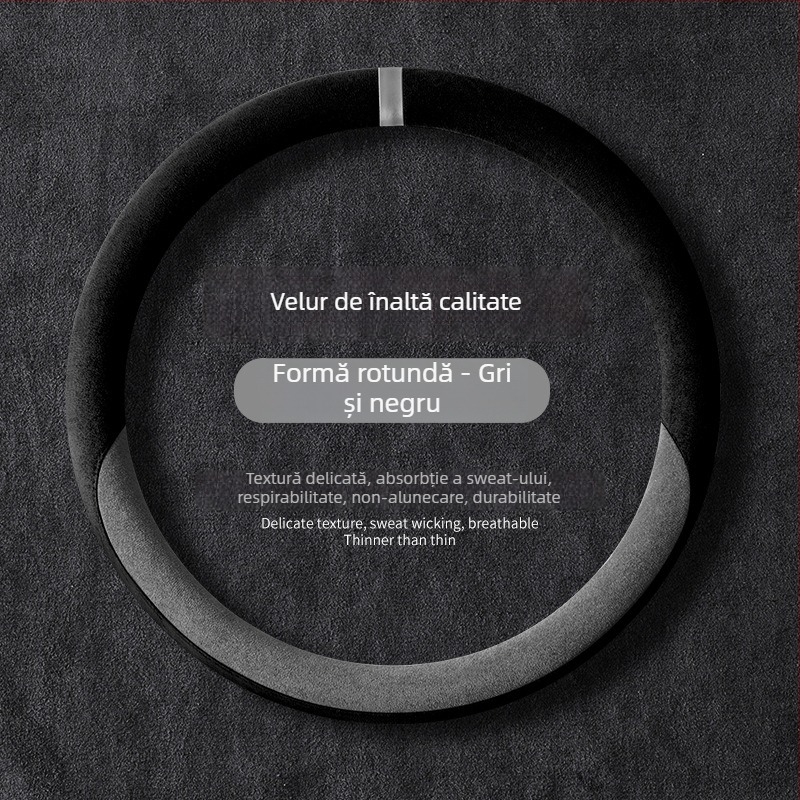 Acoperire universală pentru volan auto din pluș de iarnă, antiderapantă, poliester, cusută la mașină, modele: dungi/solid/broderie/imprimare