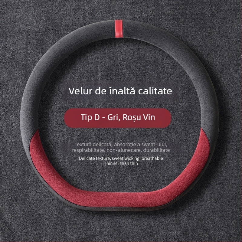 Acoperire universală pentru volan auto din pluș de iarnă, antiderapantă, poliester, cusută la mașină, modele: dungi/solid/broderie/imprimare