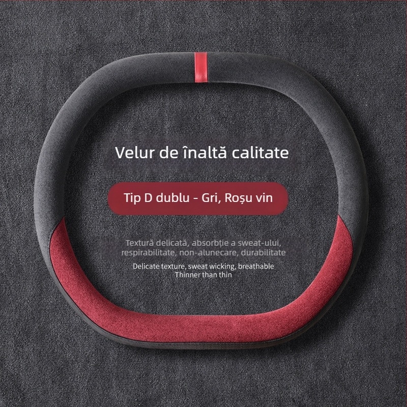 Acoperire universală pentru volan auto din pluș de iarnă, antiderapantă, poliester, cusută la mașină, modele: dungi/solid/broderie/imprimare