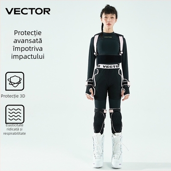 Vector Echipament protecție pentru schi: protecție spate, șolduri și genunchi, material poliester-spandex, pentru adulți, sporturi pe gheață și zăpadă