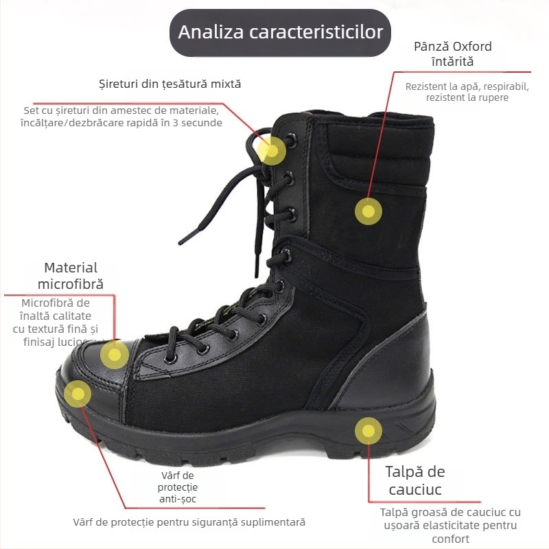 Ghete tactice de drumeție unisex pentru adulți, cu gleză înaltă, din material Oxford respirant, ușoare pentru drumeții și antrenamente în aer liber