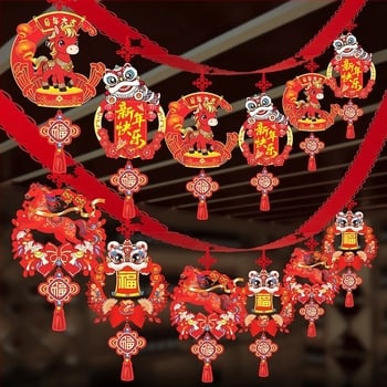 Ornament suspendabil din țesătură nețesută cu model zodiacal cal pentru decorul spațiilor festive (06968)