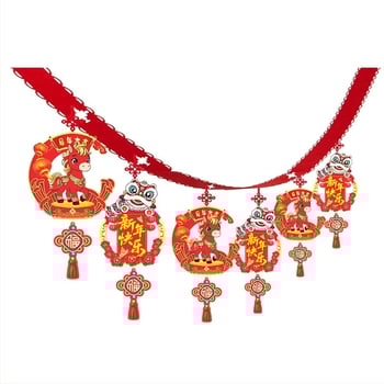 Ornament suspendabil din țesătură nețesută cu model zodiacal cal pentru decorul spațiilor festive (06968)