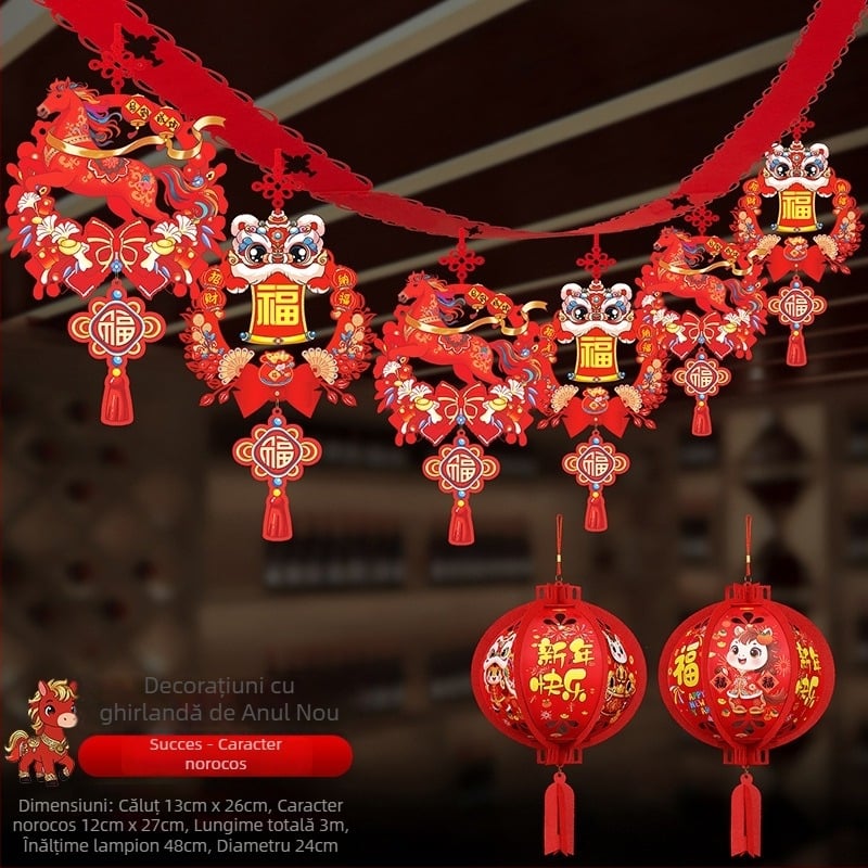 Ornament suspendabil din țesătură nețesută cu model zodiacal cal pentru decorul spațiilor festive (06968)