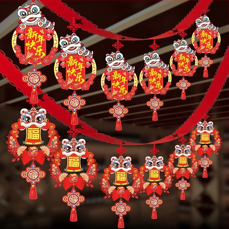 Ornament suspendabil din țesătură nețesută cu model zodiacal cal pentru decorul spațiilor festive (06968)