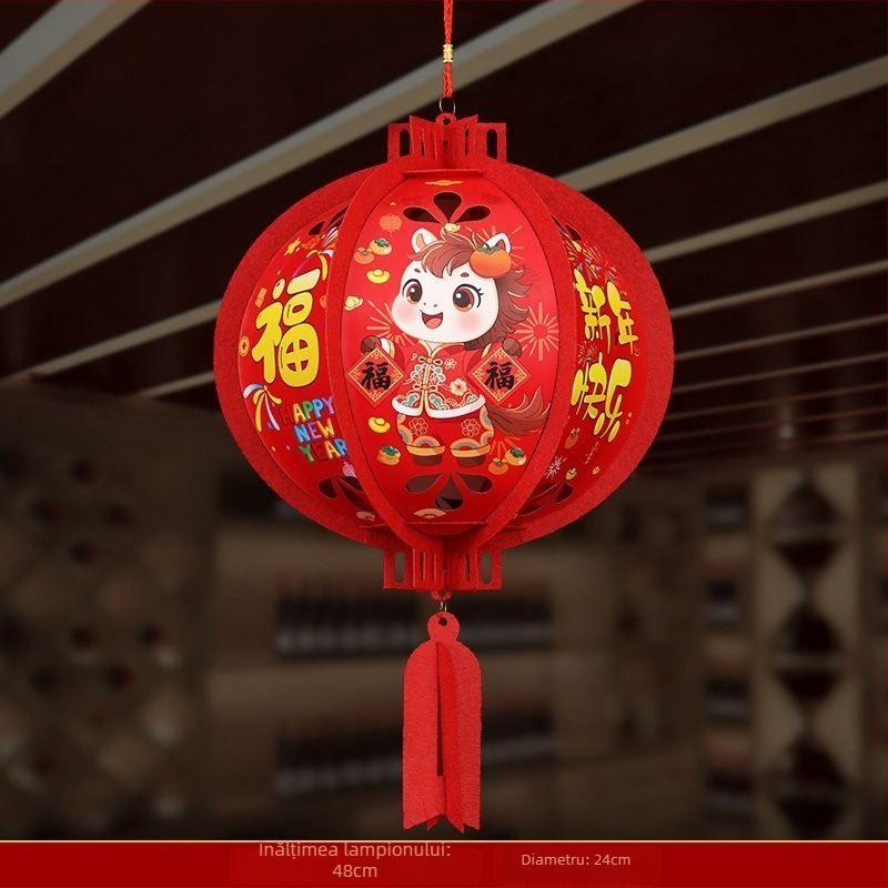 Ornament suspendabil din țesătură nețesută cu model zodiacal cal pentru decorul spațiilor festive (06968)