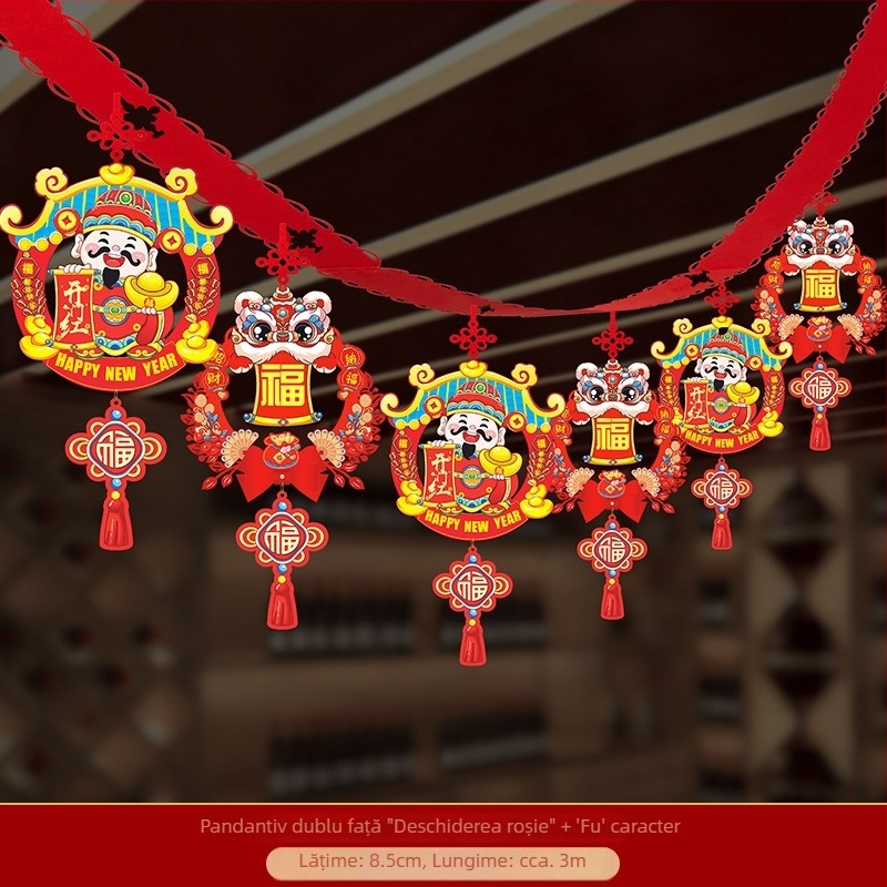 Ornament suspendabil din țesătură nețesută cu model zodiacal cal pentru decorul spațiilor festive (06968)