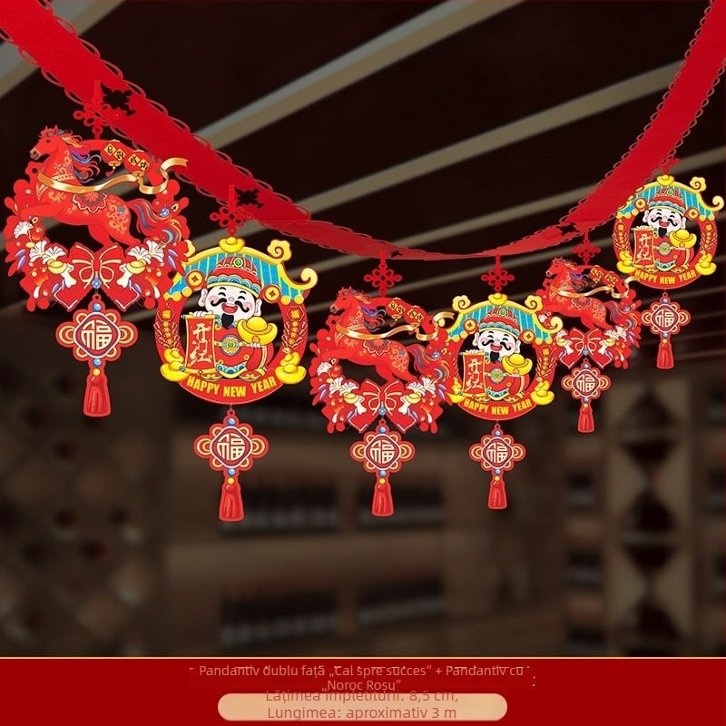 Ornament suspendabil din țesătură nețesută cu model zodiacal cal pentru decorul spațiilor festive (06968)