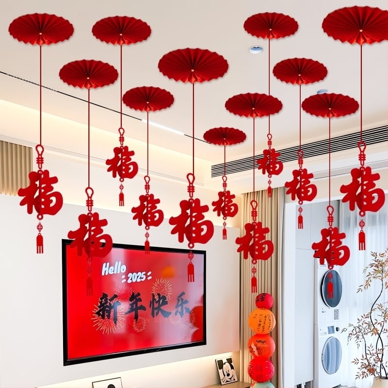 Ornament de tavan – 3D caracter Fu, Anul Calului, Festivalul Primăverii, Stil Chinezesc