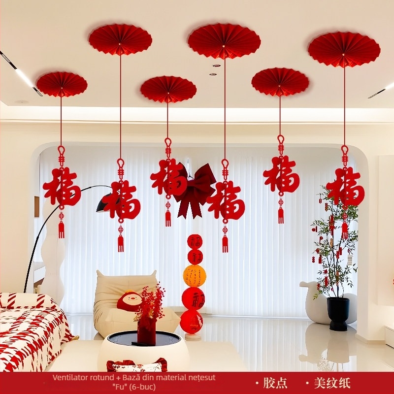 Ornament de tavan – 3D caracter Fu, Anul Calului, Festivalul Primăverii, Stil Chinezesc