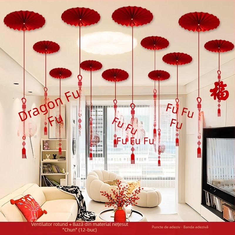 Ornament de tavan – 3D caracter Fu, Anul Calului, Festivalul Primăverii, Stil Chinezesc