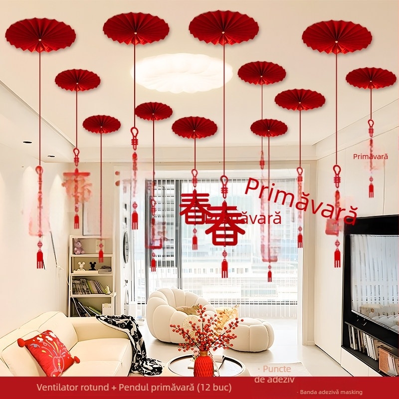 Ornament de tavan – 3D caracter Fu, Anul Calului, Festivalul Primăverii, Stil Chinezesc