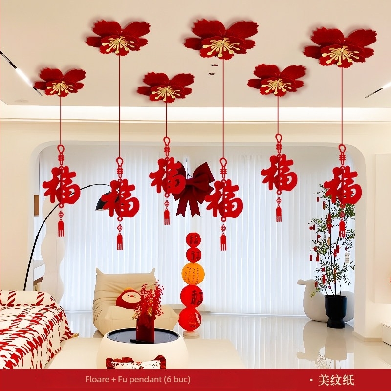 Ornament de tavan – 3D caracter Fu, Anul Calului, Festivalul Primăverii, Stil Chinezesc