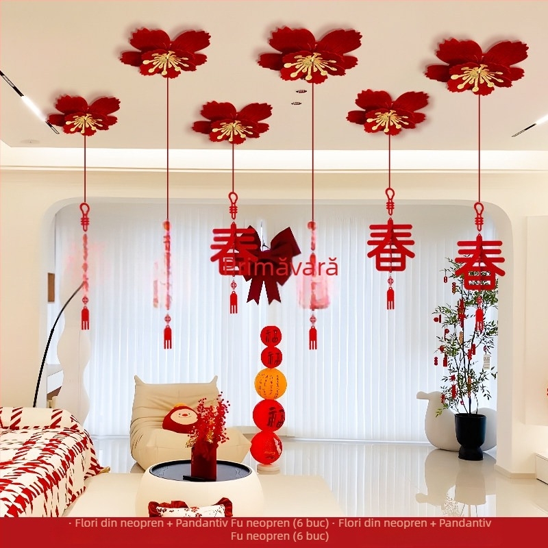 Ornament de tavan – 3D caracter Fu, Anul Calului, Festivalul Primăverii, Stil Chinezesc