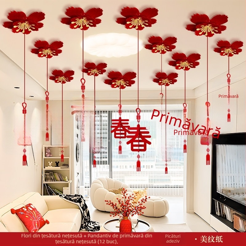 Ornament de tavan – 3D caracter Fu, Anul Calului, Festivalul Primăverii, Stil Chinezesc