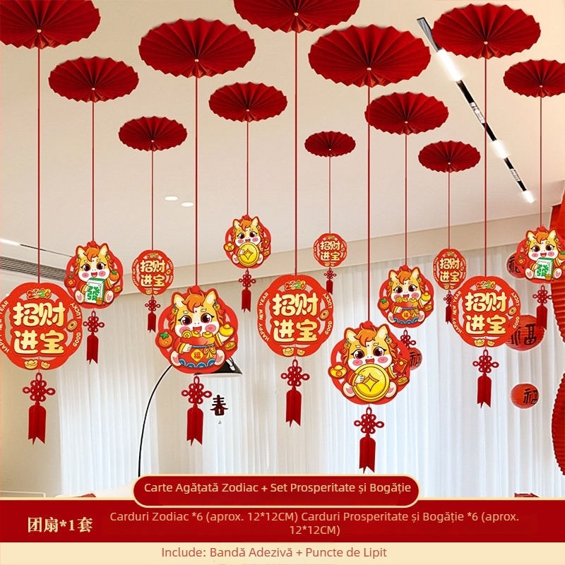 Ornament de tavan – 3D caracter Fu, Anul Calului, Festivalul Primăverii, Stil Chinezesc