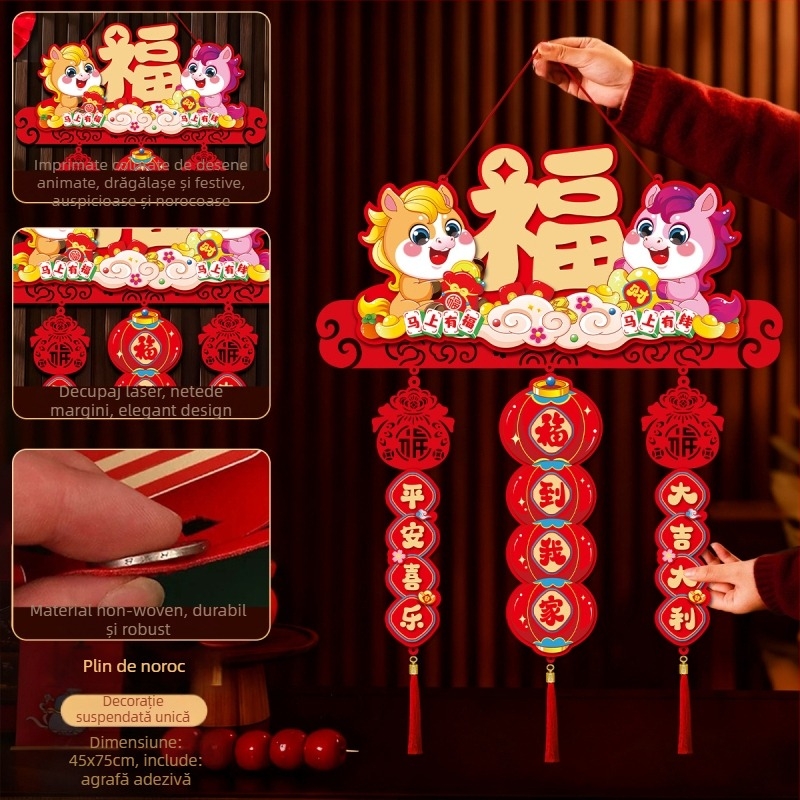 Pandant fetru, în stil chinezesc, cu simbolul Fu, pentru Anul Nou și Festivalul de Primăvară – Brand Like it