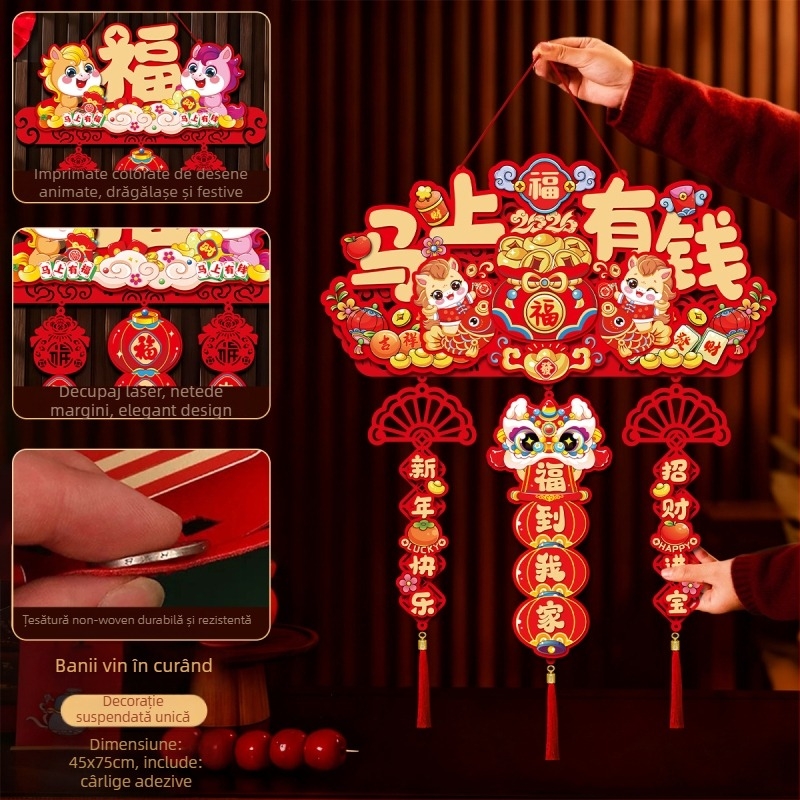 Pandant fetru, în stil chinezesc, cu simbolul Fu, pentru Anul Nou și Festivalul de Primăvară – Brand Like it