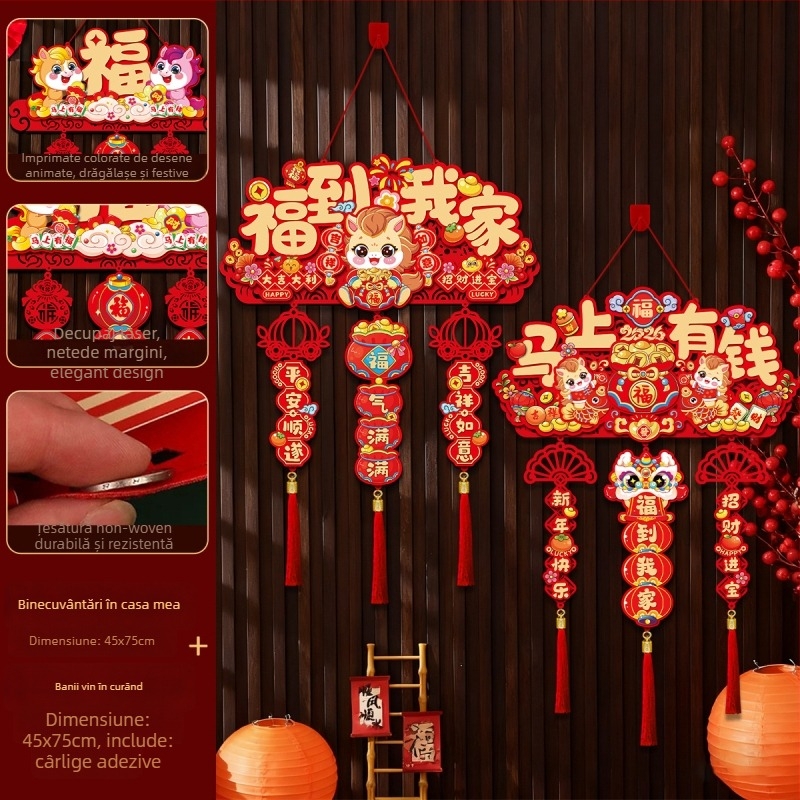 Pandant fetru, în stil chinezesc, cu simbolul Fu, pentru Anul Nou și Festivalul de Primăvară – Brand Like it