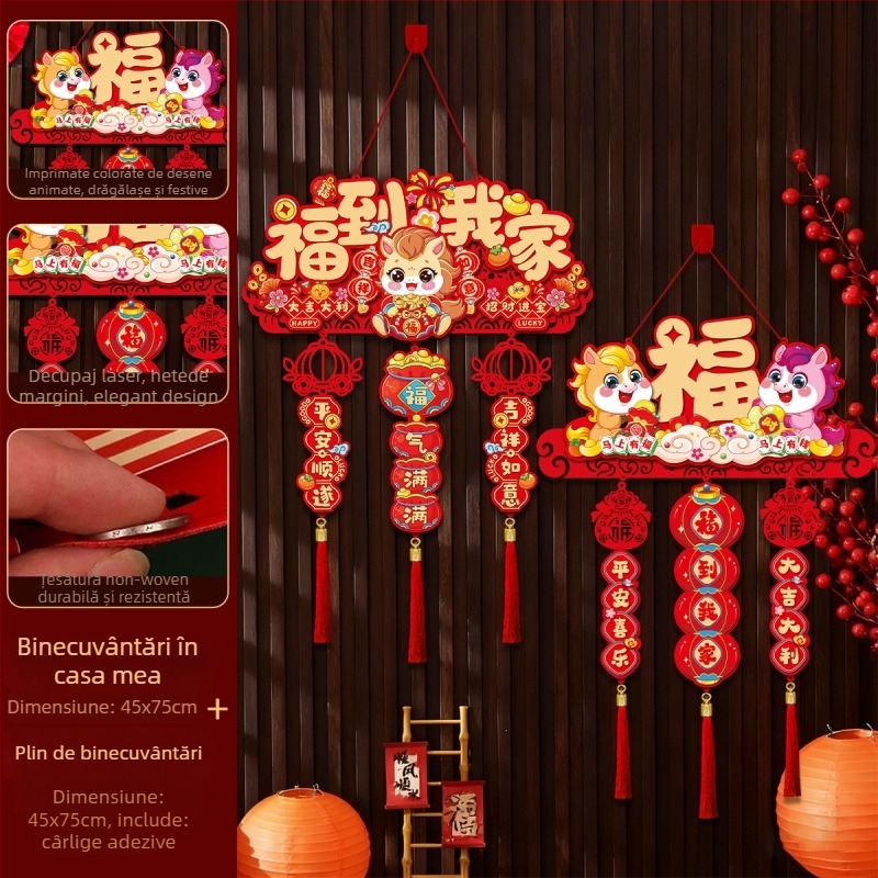 Pandant fetru, în stil chinezesc, cu simbolul Fu, pentru Anul Nou și Festivalul de Primăvară – Brand Like it