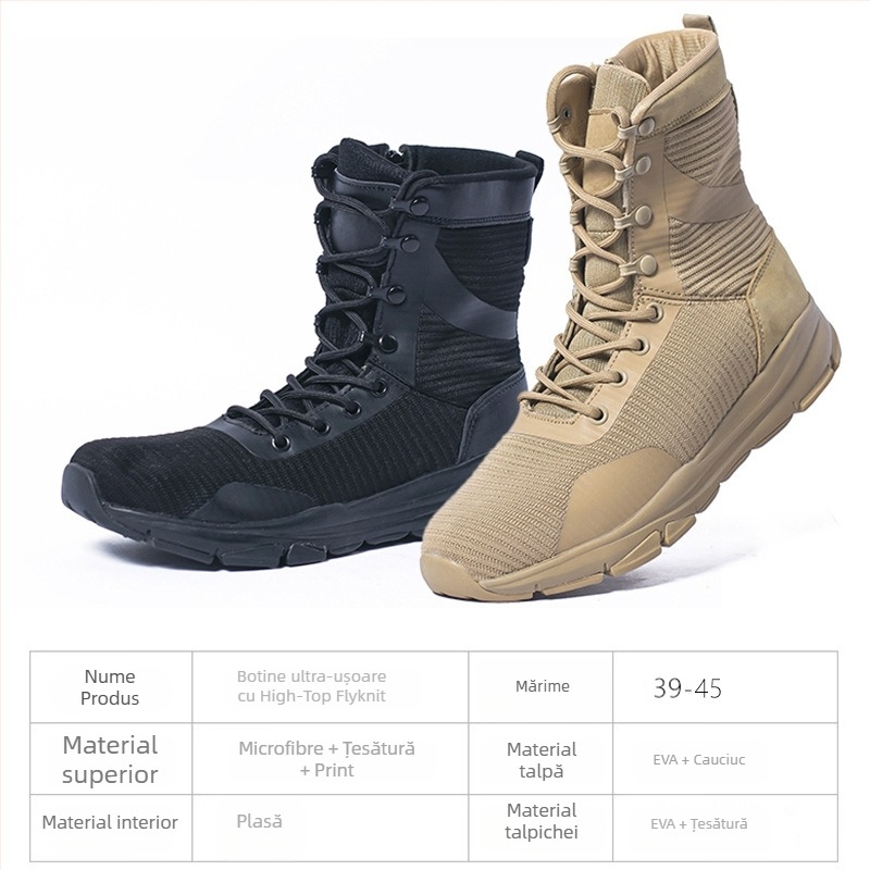 Ghete tactice pentru deșert – plasă respirabilă pe partea superioară, închidere cu fermoar, material poliester, unisex, brand Jlxy/Junxingtianxia