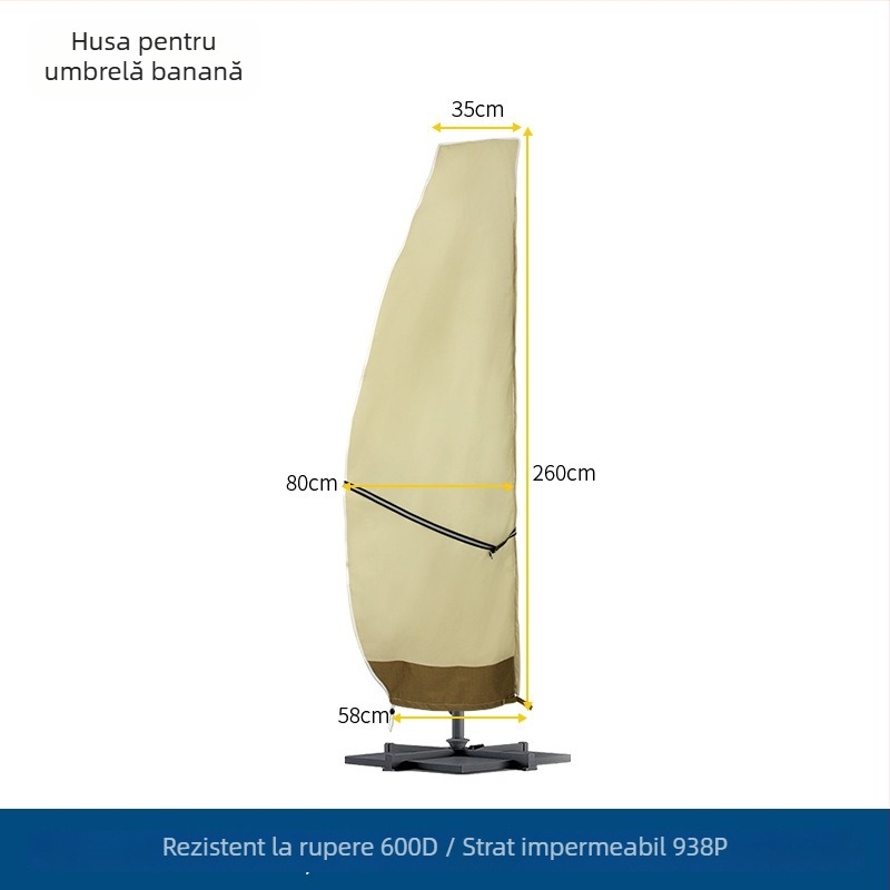 Acoperire pentru umbrelă banană pentru exterior – țesătură Oxford impermeabilă, Desert Maple