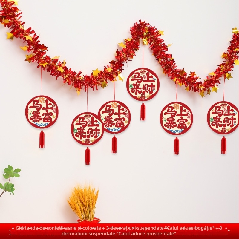 Streamere de hârtie pentru Anul Nou, Anul Calului, Motive zodiacale și personaje de desene animate, recuzită pentru amenajarea spațiului