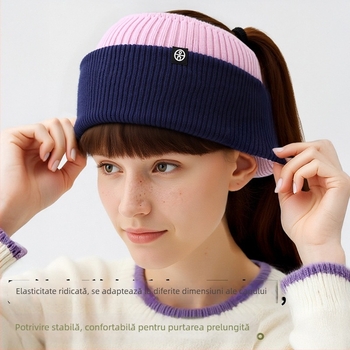 Bandă de cap sport cu căptușeală fleece pentru căldură, protecția urechilor, tricotat din acril