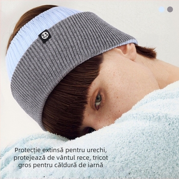 Bandă de cap sport cu căptușeală fleece pentru căldură, protecția urechilor, tricotat din acril