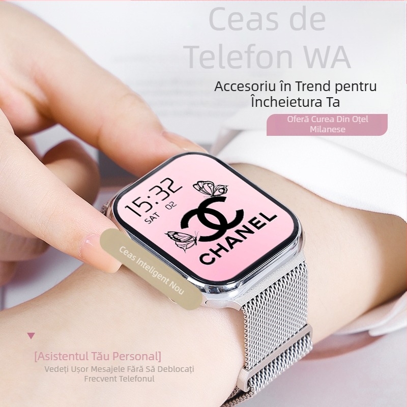 Smartwatch ultra-subțire, ecran 3,99 inch, rezistent la apă, monitorizare ritm cardiac, monitorizare oxigen din sânge, monitorizare somn