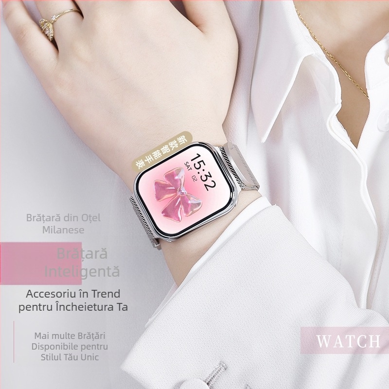 Smartwatch ultra-subțire, ecran 3,99 inch, rezistent la apă, monitorizare ritm cardiac, monitorizare oxigen din sânge, monitorizare somn