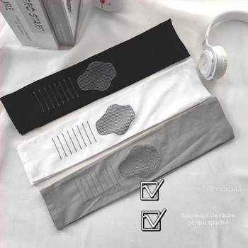 Manșete pentru brațe din nylon, cu model în dungi, pentru bărbați, protecție solară și ciclism