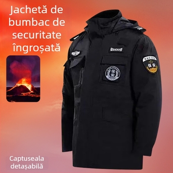 Palton de instruire pentru securitate, iarnă, căptușit gros (Țesătură exterioară: poliester; căptușeală: bumbac topit; Categorie: palton, îmbrăcăminte pentru bărbați; Sezon: iarna 2023)