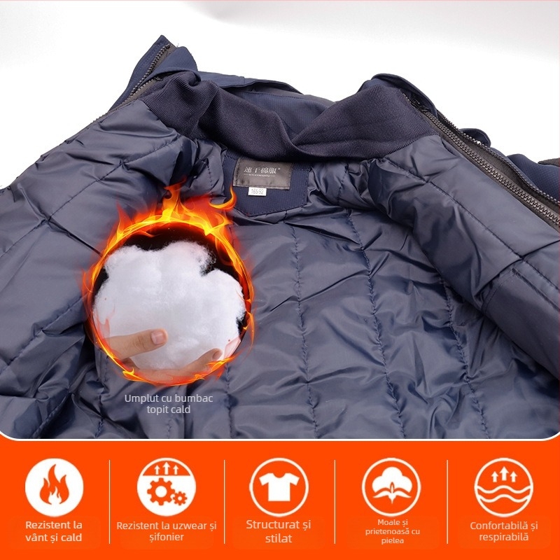 Geacă din bumbac pentru bărbați, iarnă – Quick-Dry, Cold-Proof, 65% bumbac, căptușeală 100% bumbac (Îmbrăcăminte de lucru pentru iarnă)