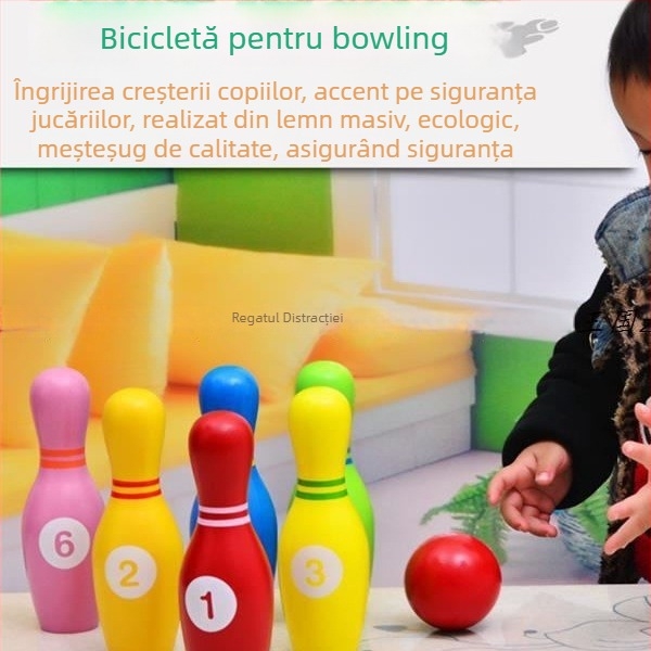 Joc de bowling pentru exterior – lemn masiv, joc părinte-copil pentru grădiniță, instrument de team-building pentru adulți