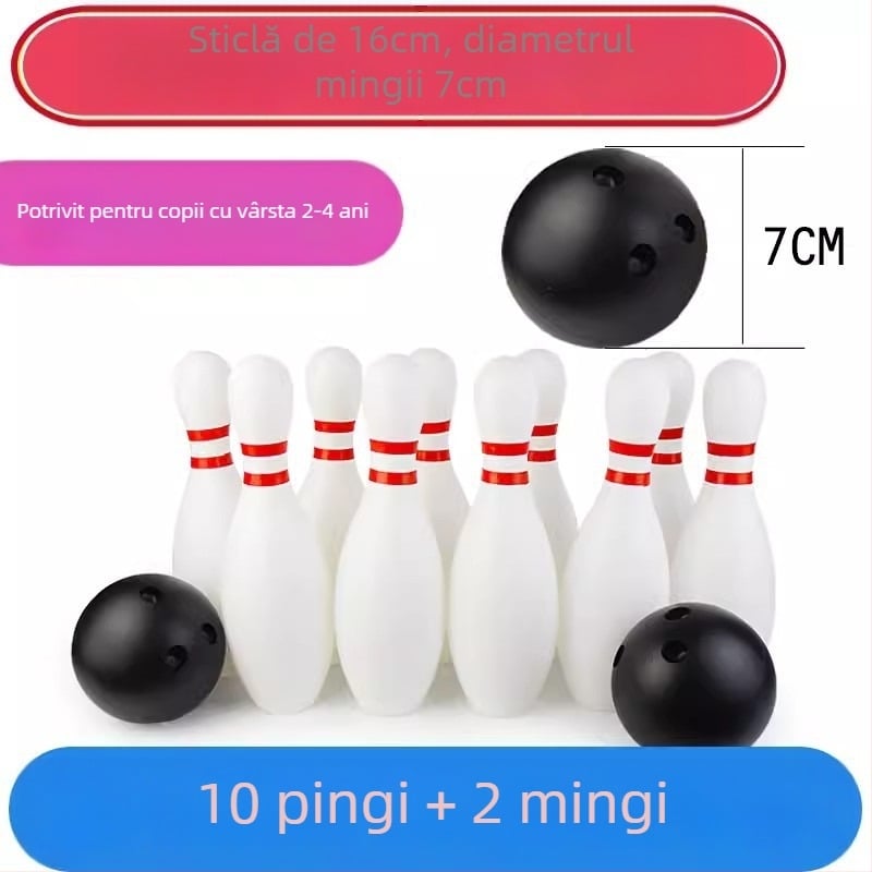 Joc de bowling pentru exterior – lemn masiv, joc părinte-copil pentru grădiniță, instrument de team-building pentru adulți