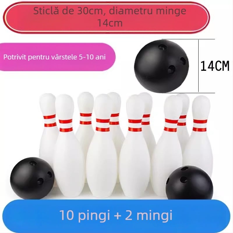 Joc de bowling pentru exterior – lemn masiv, joc părinte-copil pentru grădiniță, instrument de team-building pentru adulți